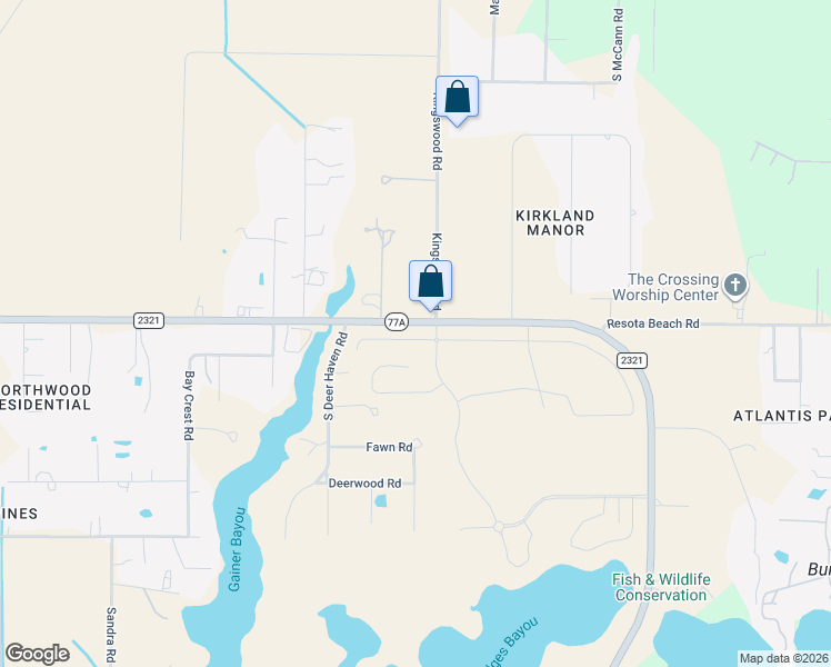 map of restaurants, bars, coffee shops, grocery stores, and more near 3404-3528 State Highway 77A in Panama City