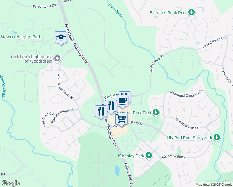 map of restaurants, bars, coffee shops, grocery stores, and more near Fish Creek Thoroughfare in Montgomery