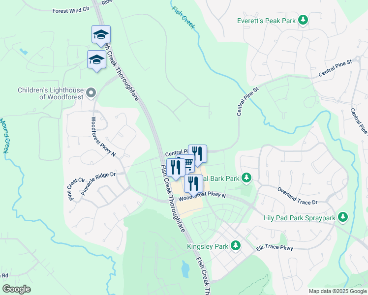 map of restaurants, bars, coffee shops, grocery stores, and more near Fish Creek Thoroughfare in Montgomery