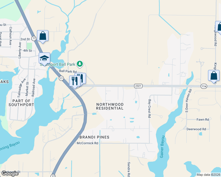 map of restaurants, bars, coffee shops, grocery stores, and more near 2304 Sondra Court in Panama City