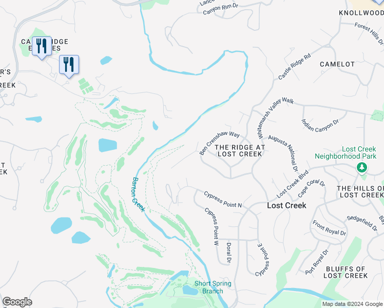 map of restaurants, bars, coffee shops, grocery stores, and more near 28 Crosby Circle in Austin