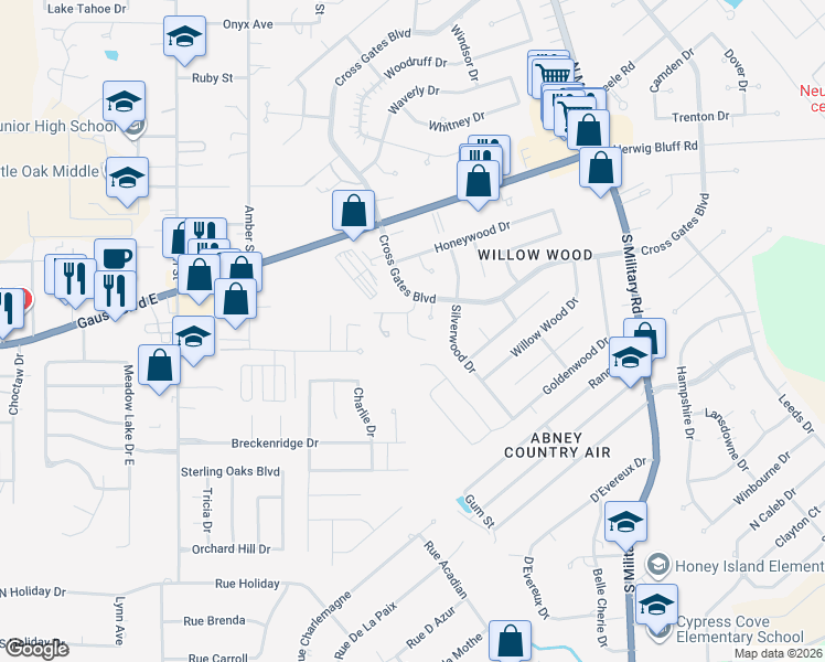 map of restaurants, bars, coffee shops, grocery stores, and more near 108 Short Street in Slidell
