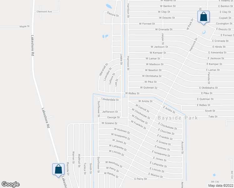 map of restaurants, bars, coffee shops, grocery stores, and more near 6211 West Ridley Street in Bay St. Louis