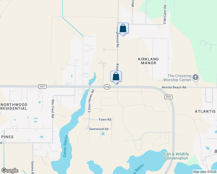 map of restaurants, bars, coffee shops, grocery stores, and more near 3404 State Highway 77A in Panama City
