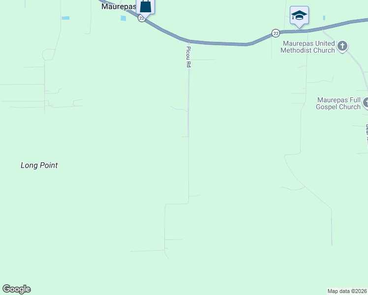 map of restaurants, bars, coffee shops, grocery stores, and more near 14979 Picou Road in Maurepas