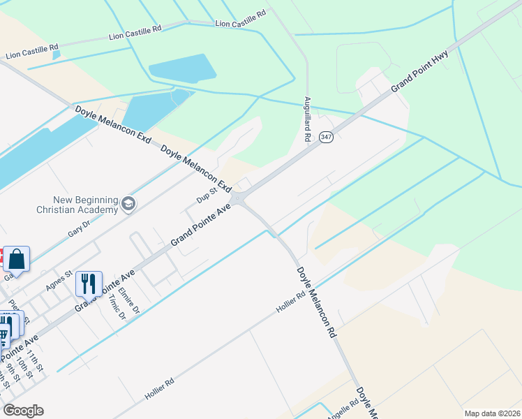map of restaurants, bars, coffee shops, grocery stores, and more near 1060 Bridgetowne Lane in Breaux Bridge