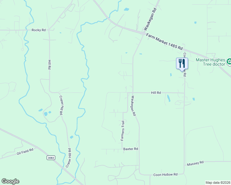 map of restaurants, bars, coffee shops, grocery stores, and more near Hill Road in Montgomery County