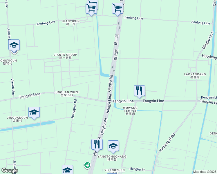 map of restaurants, bars, coffee shops, grocery stores, and more near Qing Liu Lu in Hang Zhou Shi