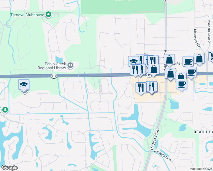 map of restaurants, bars, coffee shops, grocery stores, and more near 3497 Nightscape Cr in Jacksonville