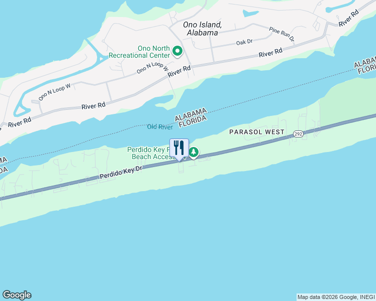 map of restaurants, bars, coffee shops, grocery stores, and more near 16470 Perdido Key Drive in Pensacola