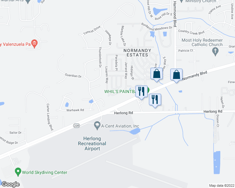 map of restaurants, bars, coffee shops, grocery stores, and more near 9204 Taragona Way in Jacksonville