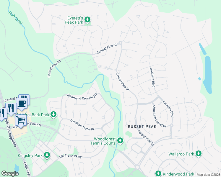 map of restaurants, bars, coffee shops, grocery stores, and more near 832 Central Pine Street in Montgomery