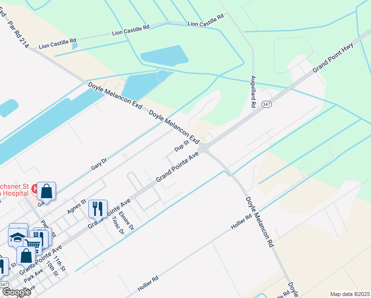 map of restaurants, bars, coffee shops, grocery stores, and more near 2334-2338 Dup Street in Breaux Bridge