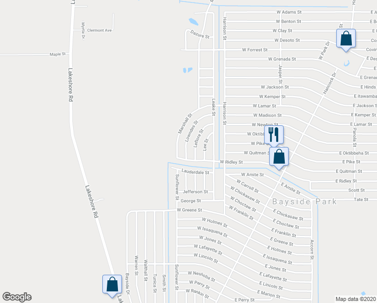 map of restaurants, bars, coffee shops, grocery stores, and more near 8014 Lowndes Street in Bay St. Louis