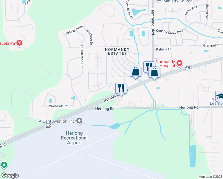 map of restaurants, bars, coffee shops, grocery stores, and more near 9101 Normandy Boulevard in Jacksonville