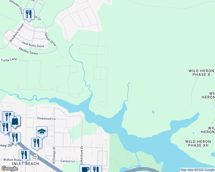 map of restaurants, bars, coffee shops, grocery stores, and more near Cimarron Trail in Panama City Beach