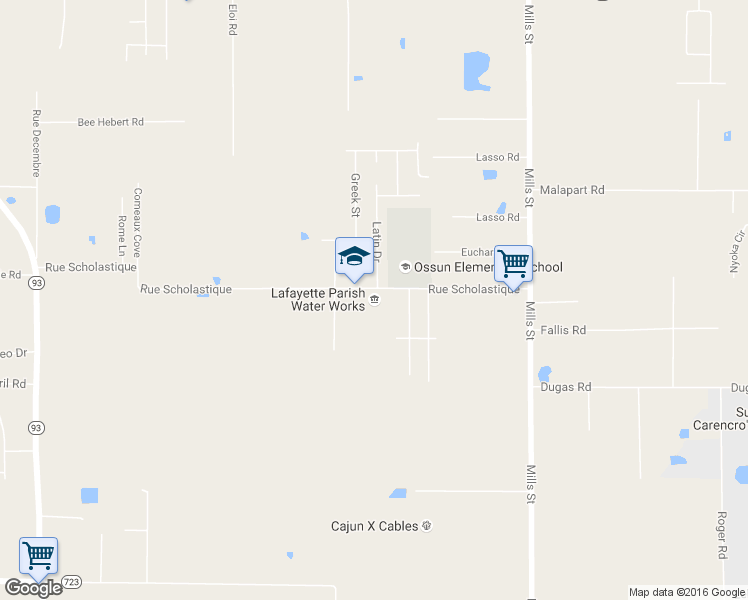 map of restaurants, bars, coffee shops, grocery stores, and more near 307 Rue Scholastique in Lafayette