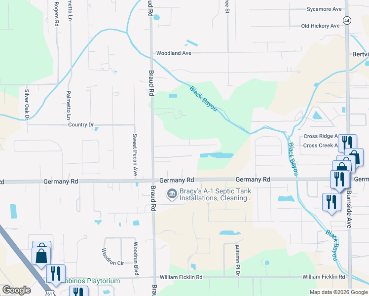 map of restaurants, bars, coffee shops, grocery stores, and more near 40081 Trace Avenue in Prairieville