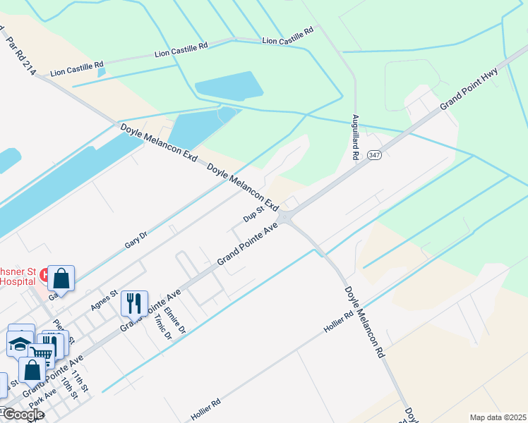 map of restaurants, bars, coffee shops, grocery stores, and more near 2334 Dup Street in Breaux Bridge
