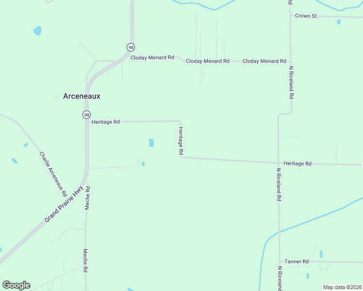 map of restaurants, bars, coffee shops, grocery stores, and more near 1258 Heritage Road in Rayne