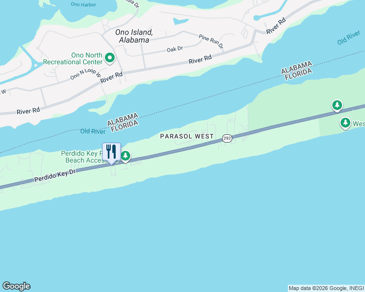 map of restaurants, bars, coffee shops, grocery stores, and more near 309 Gulfview Lane in Pensacola