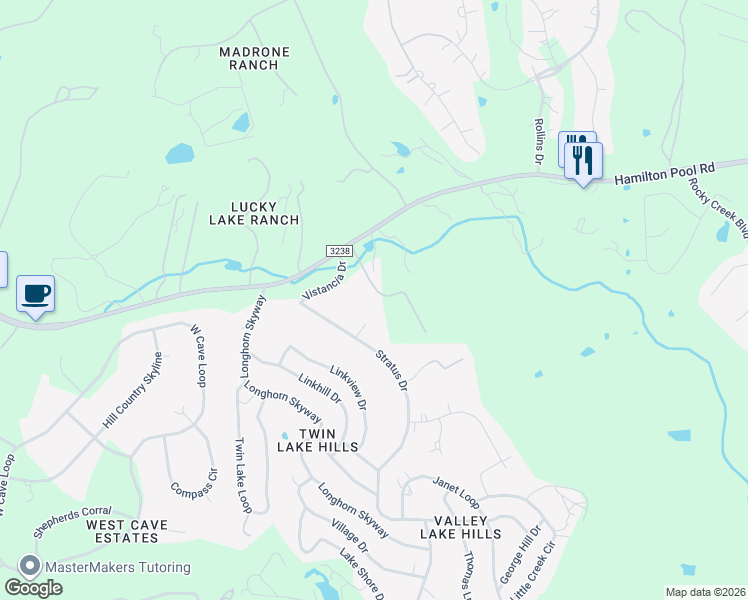 map of restaurants, bars, coffee shops, grocery stores, and more near 17817 Windecker Cove in Dripping Springs
