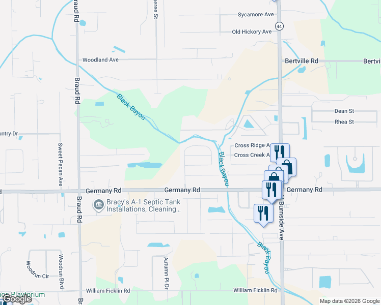 map of restaurants, bars, coffee shops, grocery stores, and more near 40325 Coldwater Landing in Gonzales