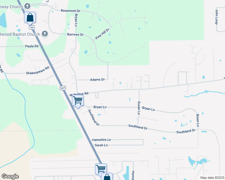 map of restaurants, bars, coffee shops, grocery stores, and more near 1440 West Walton Road in Lumberton
