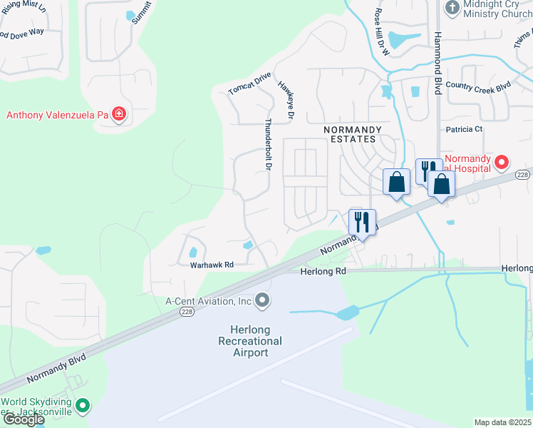 map of restaurants, bars, coffee shops, grocery stores, and more near 9344 Lockheed Lane in Jacksonville