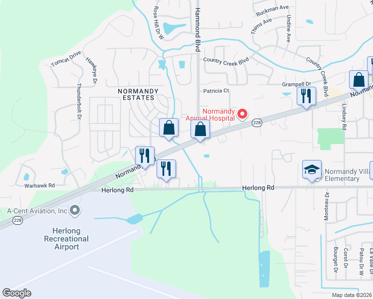 map of restaurants, bars, coffee shops, grocery stores, and more near 8856 Normandy Boulevard in Jacksonville