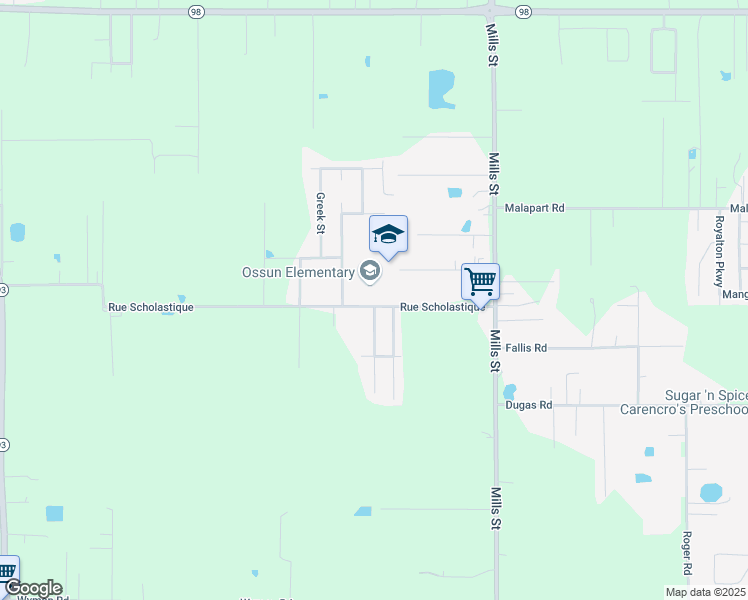 map of restaurants, bars, coffee shops, grocery stores, and more near 400 Rue Scholastique in Lafayette