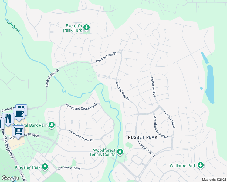 map of restaurants, bars, coffee shops, grocery stores, and more near 832 Central Pine Street in Montgomery