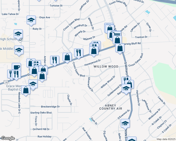 map of restaurants, bars, coffee shops, grocery stores, and more near 156 Silverwood Drive in Slidell