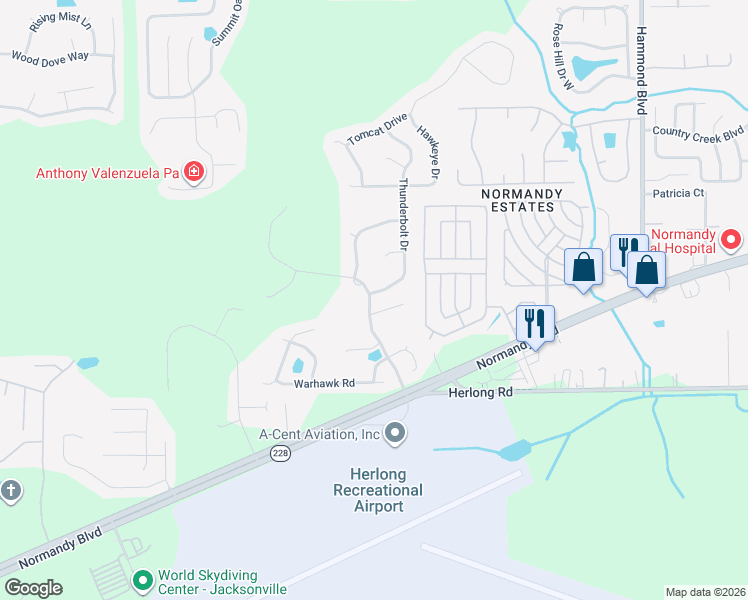 map of restaurants, bars, coffee shops, grocery stores, and more near 1577 Guardian Drive in Jacksonville