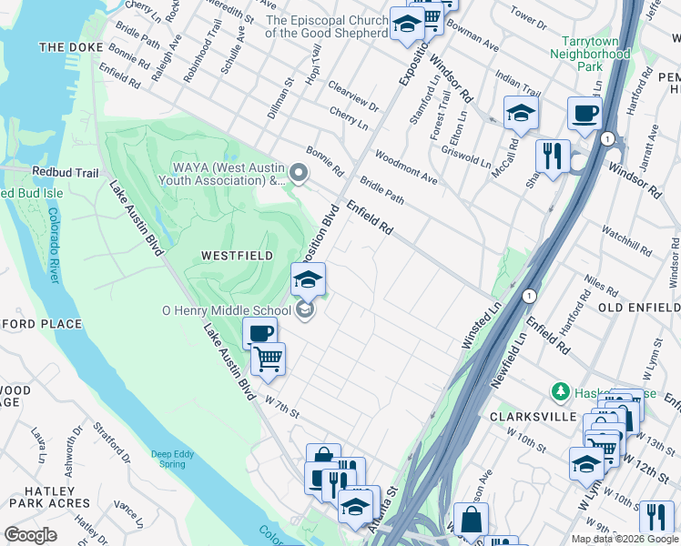 map of restaurants, bars, coffee shops, grocery stores, and more near 2508 Quarry Road in Austin