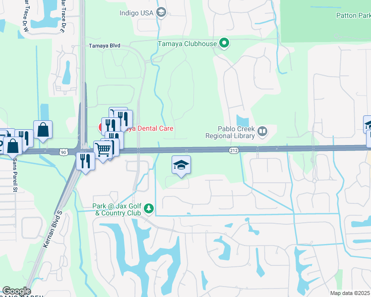 map of restaurants, bars, coffee shops, grocery stores, and more near 13003 Beach Boulevard in Jacksonville