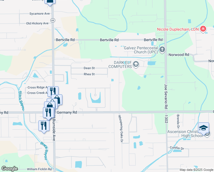 map of restaurants, bars, coffee shops, grocery stores, and more near 41252 Clearwater Avenue in Gonzales