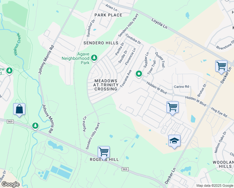 map of restaurants, bars, coffee shops, grocery stores, and more near 5721 Toscana Avenue in Austin