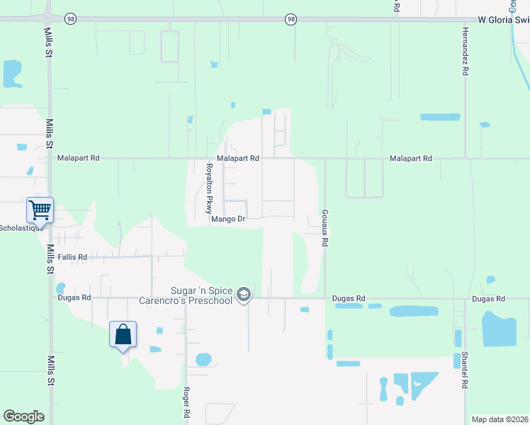 map of restaurants, bars, coffee shops, grocery stores, and more near 108 Land Oak Drive in Lafayette