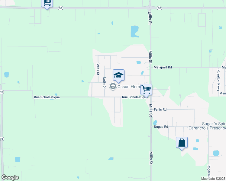 map of restaurants, bars, coffee shops, grocery stores, and more near 400 Rue Scholastique in Lafayette