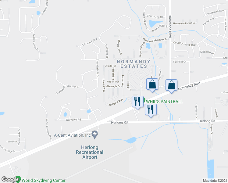 map of restaurants, bars, coffee shops, grocery stores, and more near 1717 Fonsica Way in Jacksonville