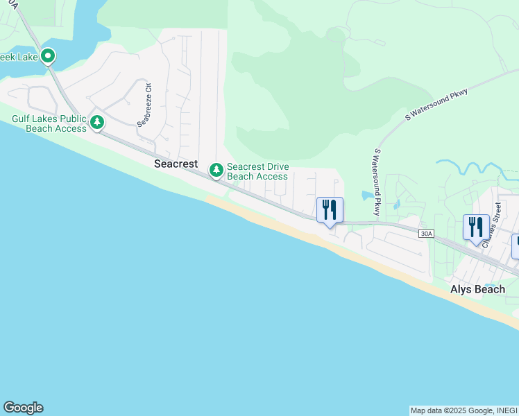 map of restaurants, bars, coffee shops, grocery stores, and more near 8690 East County Highway 30A in Panama City Beach