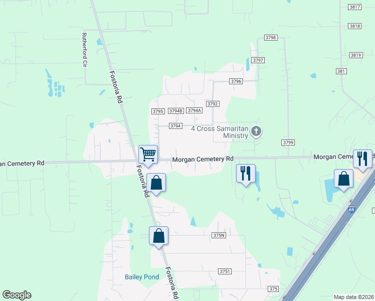 map of restaurants, bars, coffee shops, grocery stores, and more near 1012 County Road 379 in Cleveland