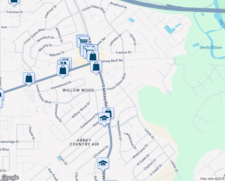 map of restaurants, bars, coffee shops, grocery stores, and more near 280 Cross Gates Boulevard in Slidell