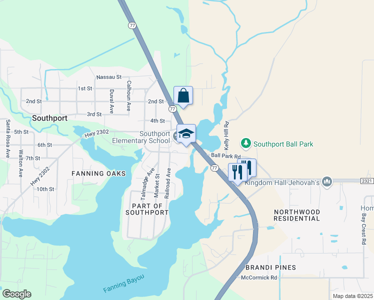 map of restaurants, bars, coffee shops, grocery stores, and more near 1835 Bridge Street in Panama City