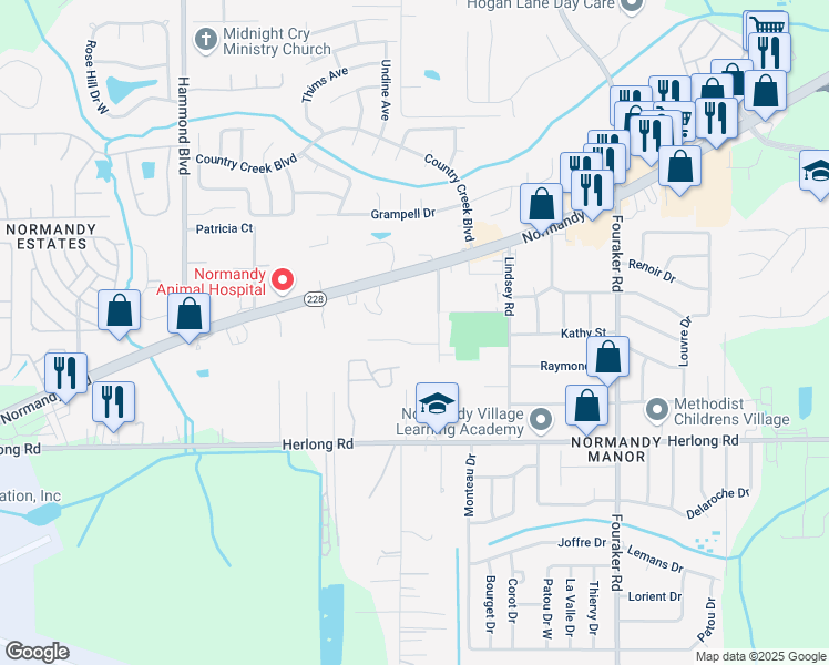 map of restaurants, bars, coffee shops, grocery stores, and more near 8381 Finwood Avenue in Jacksonville