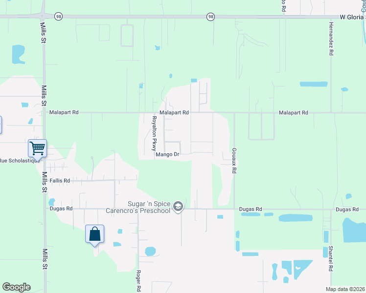 map of restaurants, bars, coffee shops, grocery stores, and more near 108 Land Oak Drive in Lafayette