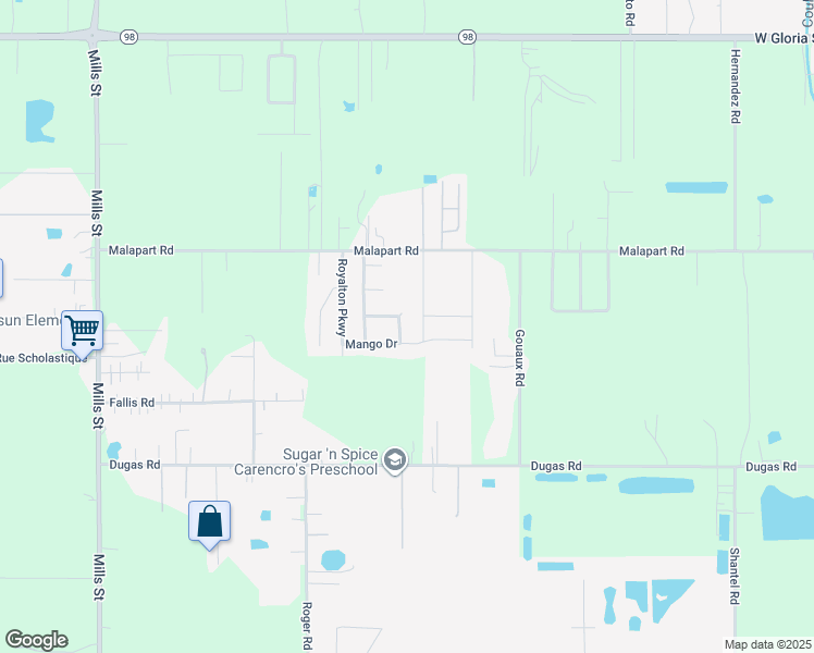 map of restaurants, bars, coffee shops, grocery stores, and more near 108 Land Oak Drive in Lafayette