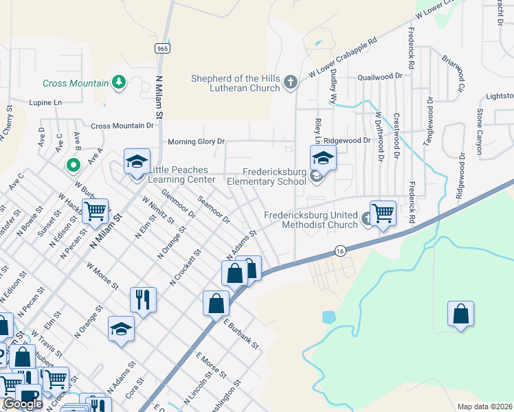 map of restaurants, bars, coffee shops, grocery stores, and more near 111 Broadmoor Drive in Fredericksburg