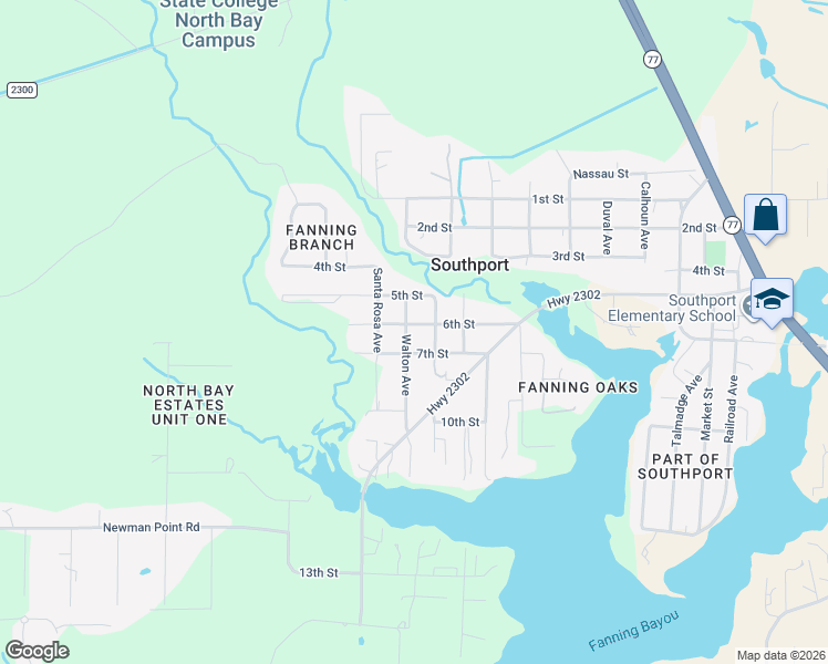 map of restaurants, bars, coffee shops, grocery stores, and more near 1214 6th Street in Southport